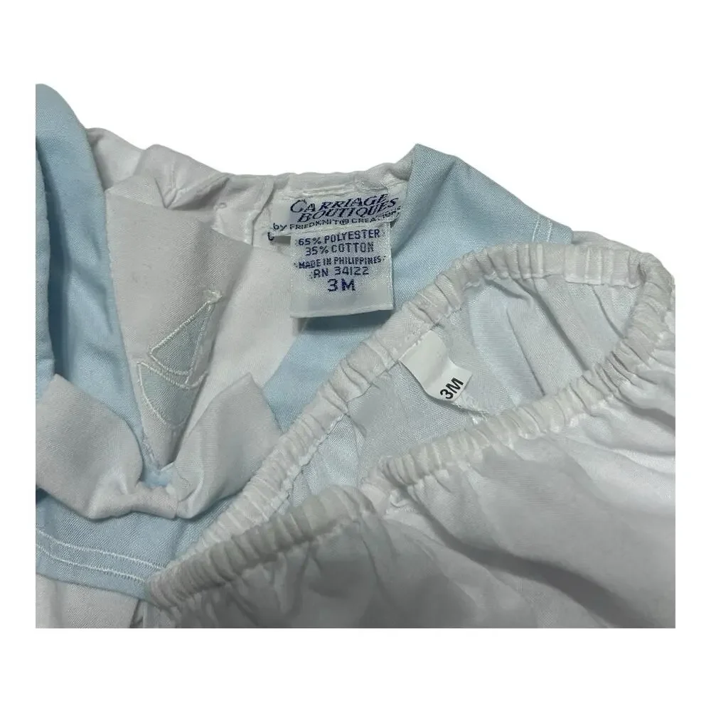 Vintage Carriage Boutiques Baby Boy Outfit Sailboat Blue White 3 Months
